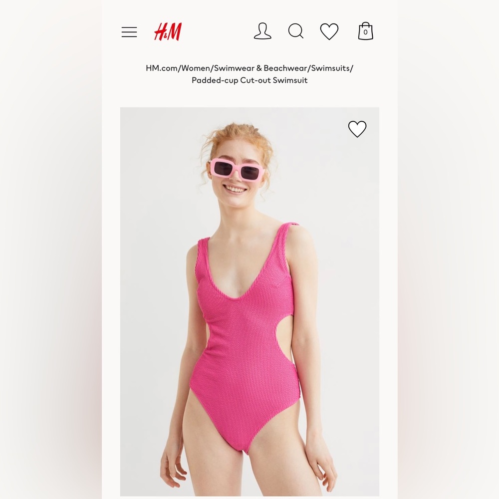 H&M 💖 hot pink swimwear, one piece with cutouts, NWT
